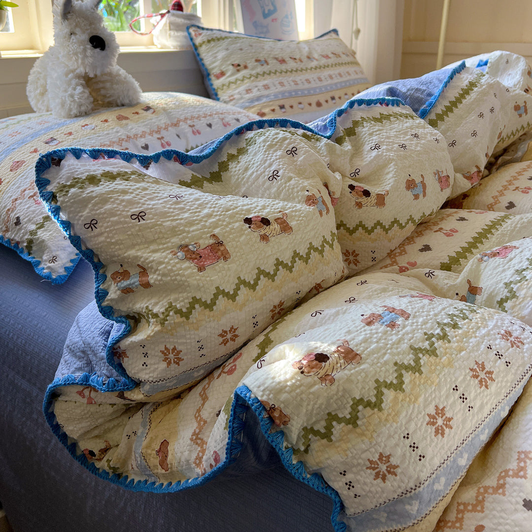 Playfully Embroidered Quilt Cover Set