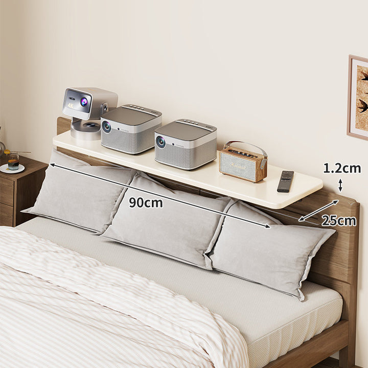 Headboard-Mounted Floating Bedside Shelf for Projectors and Devices