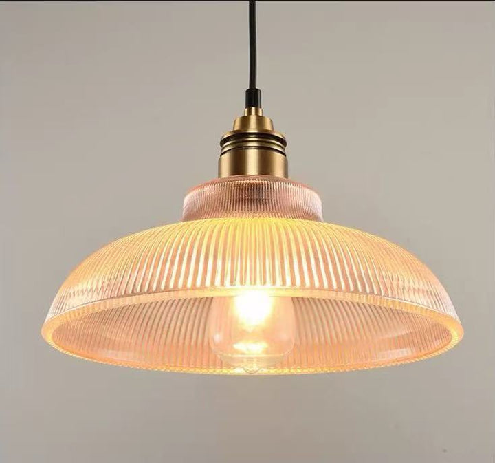 Rillenglas Industrial Pendant Light with Brass Socket