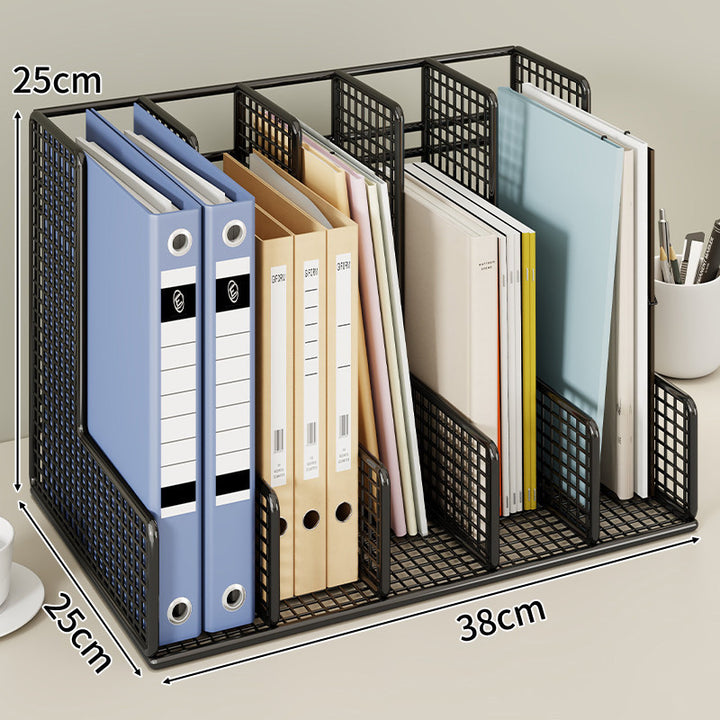 Modular Mesh Desktop File and Binder Organizer with Adjustable Dividers