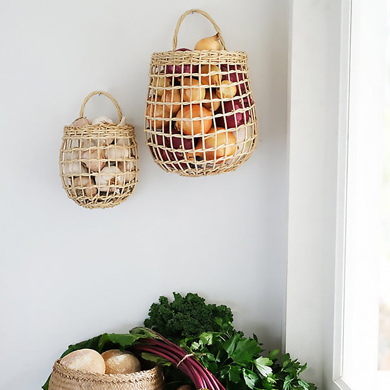 Handmade storage basket made of natural material