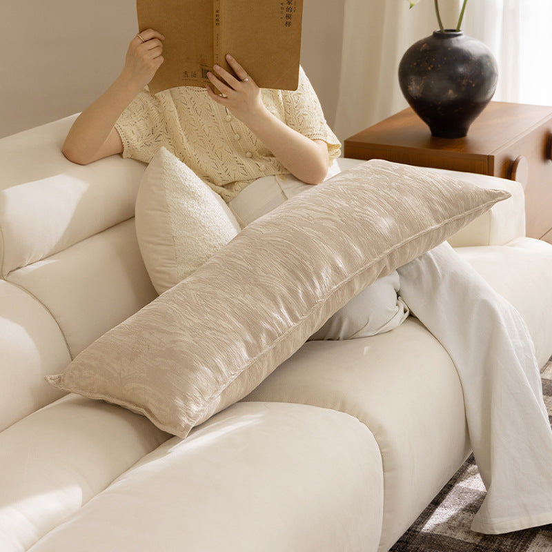 Long lumbar decorative cushion with bouclé cover and soft filling
