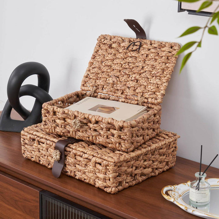 Handcrafted Storage Box Made of Braided Natural Material
