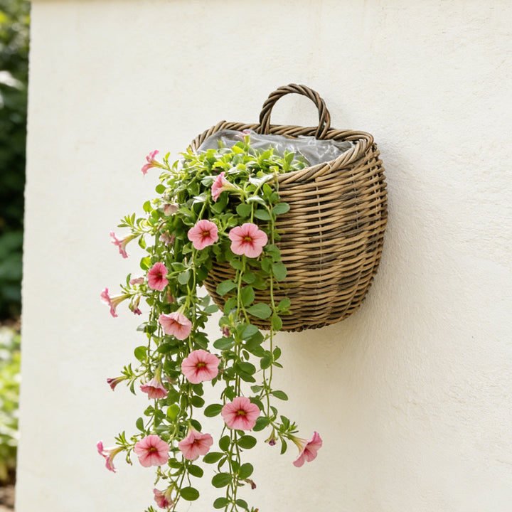 Decorative storage basket with handle