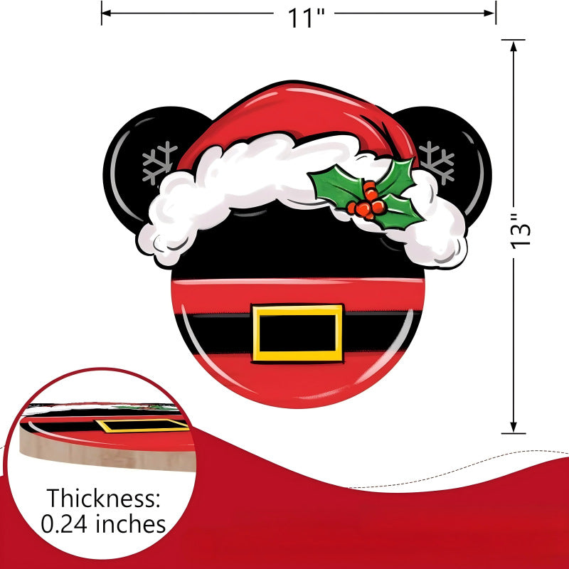 Decorative wooden sign with winter motifs