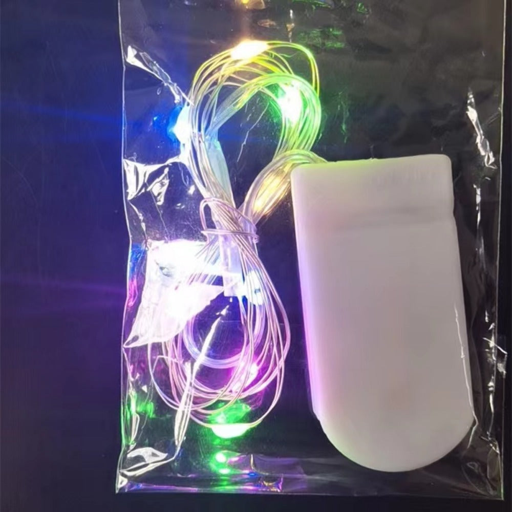 Battery-operated LED copper wire fairy lights set with plug battery pack