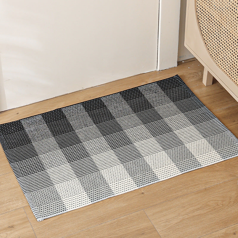 Flat striped carpet runner made of cotton blend with anti-slip coating and easy-care woven structure