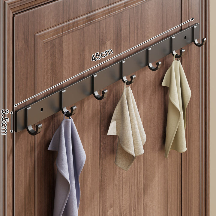 Wall-Mounted Slim Metal Multi-Hook Rack with Curved Hooks and Concealed Mount