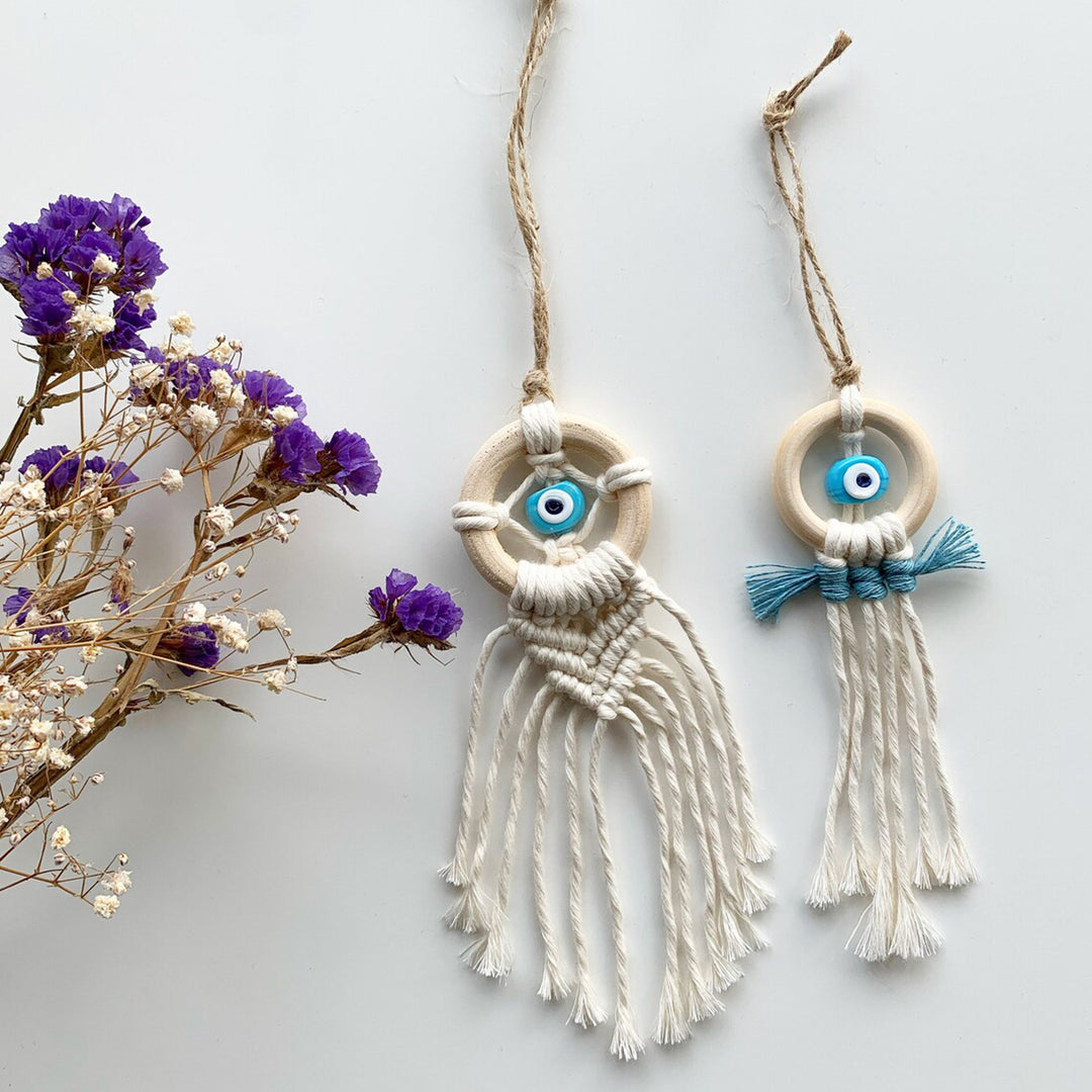 Decorative Macrame Wall Hanging with Evil Eye Design