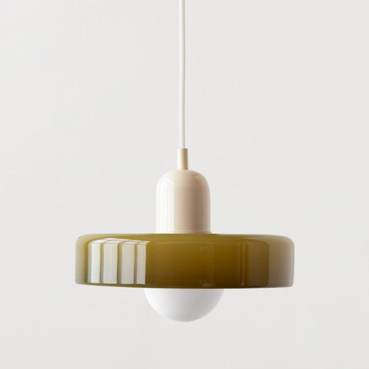 Minimalistic ceramic pendant lamp with layered bell shade