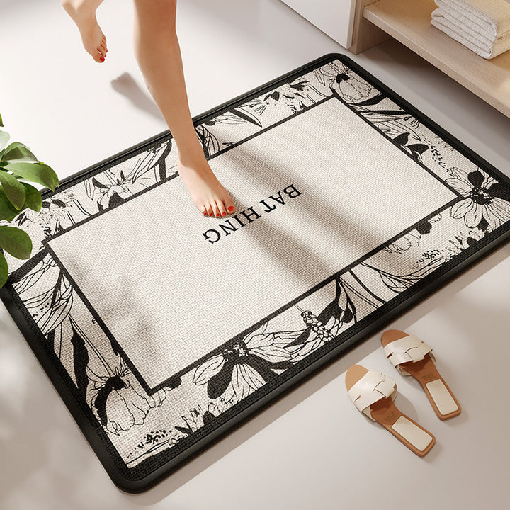 Luxurious Floral Print Bath Mat
