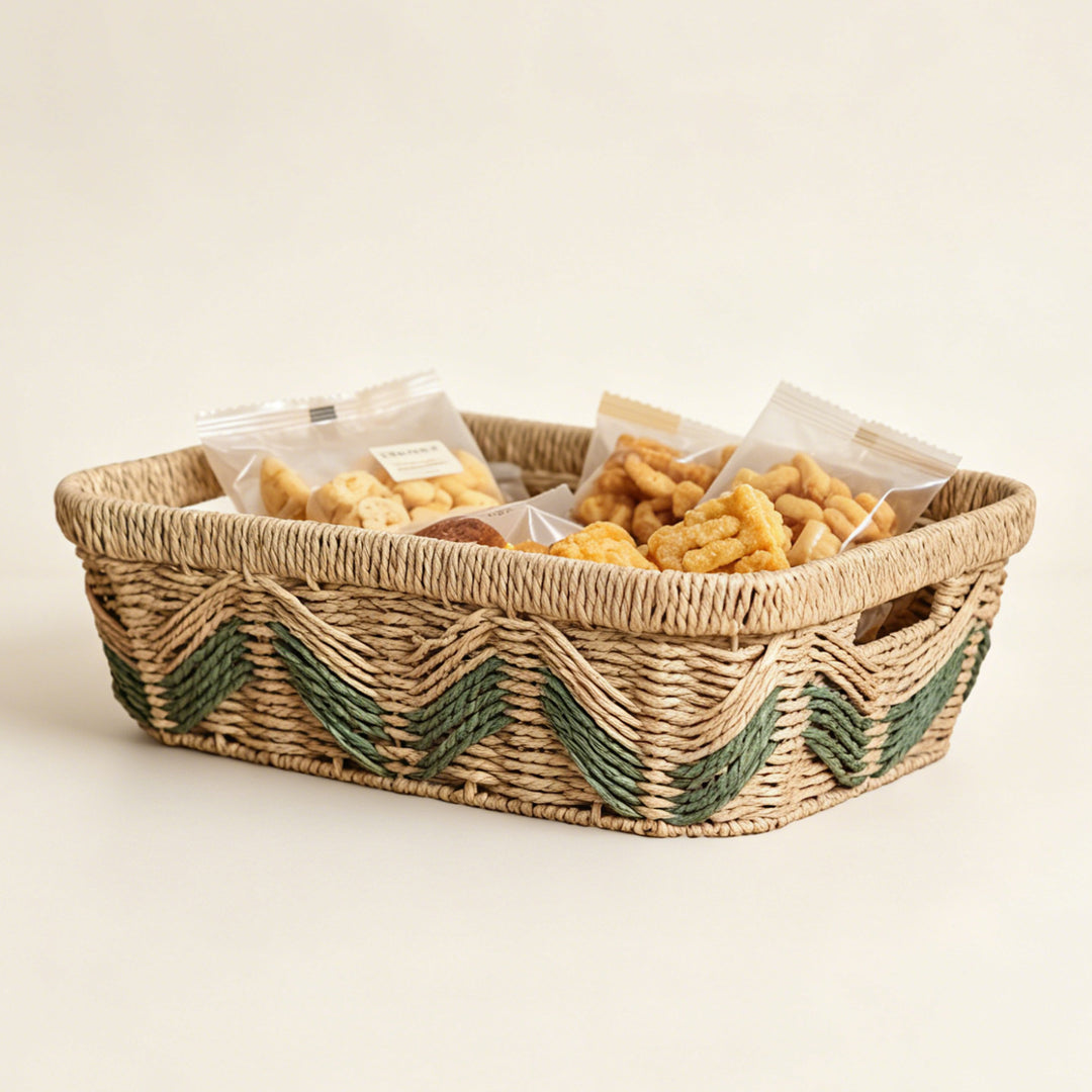 Decorative storage basket with handles