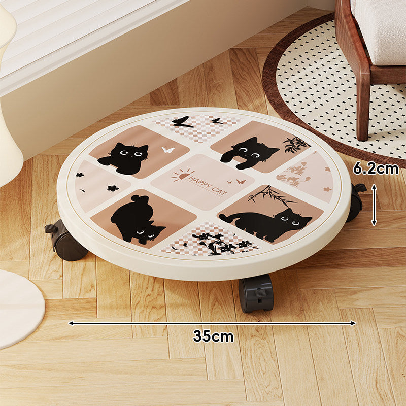 Round Decorative Rolling Plant Dolly with Locking Swivel Casters