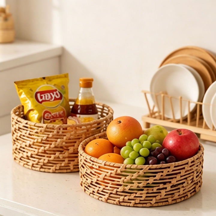 Braided basket with open design