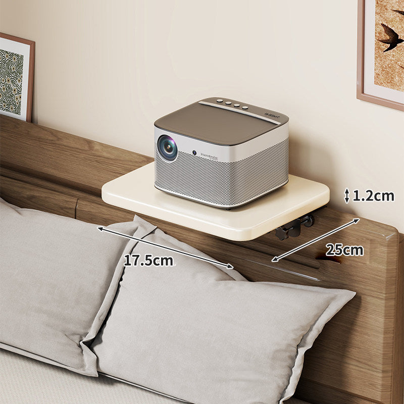 Headboard-Mounted Floating Bedside Shelf for Projectors and Devices