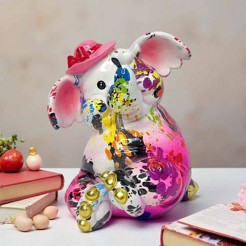 Artistic elephant figure with football motif