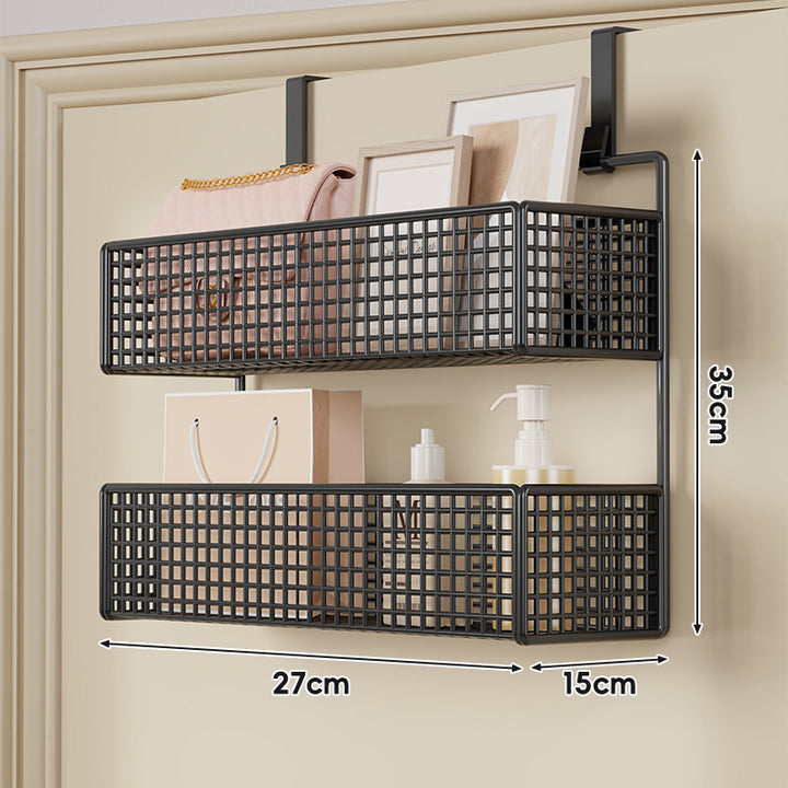 Over-Door Double-Tier Grid Hanging Storage Basket