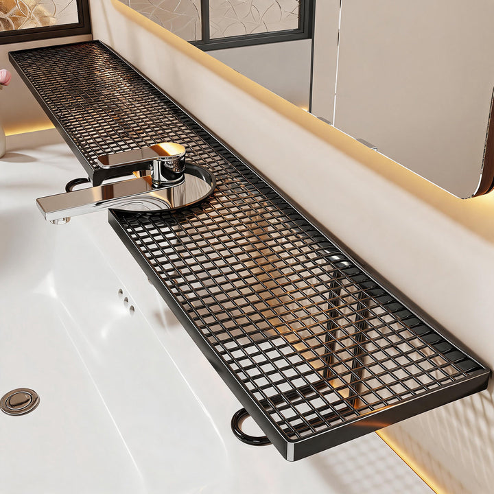 Over-Sink Grid Organizer Shelf with U-Frame Support