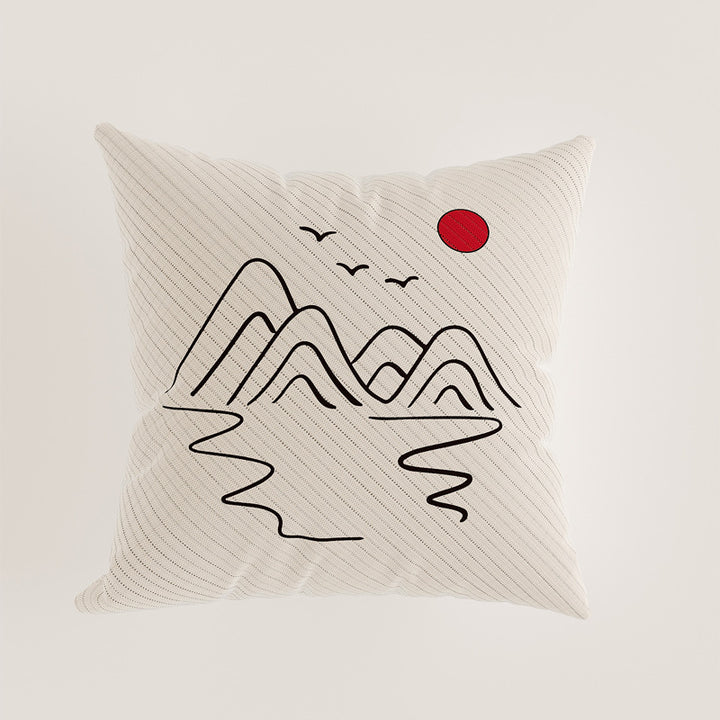 Decorative Square Linen-Texture Abstract Sketch Throw Pillow Cover