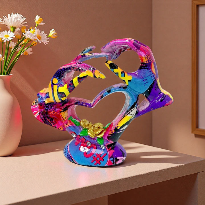 Artistic heart sculpture with detailed painting