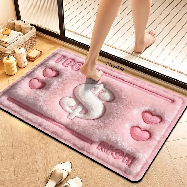 Plush Money-Themed Bath Mat