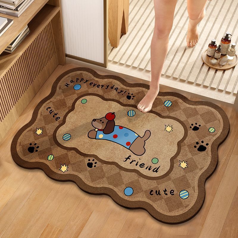Cartoon Dog-Themed Bath Mat for Bathroom