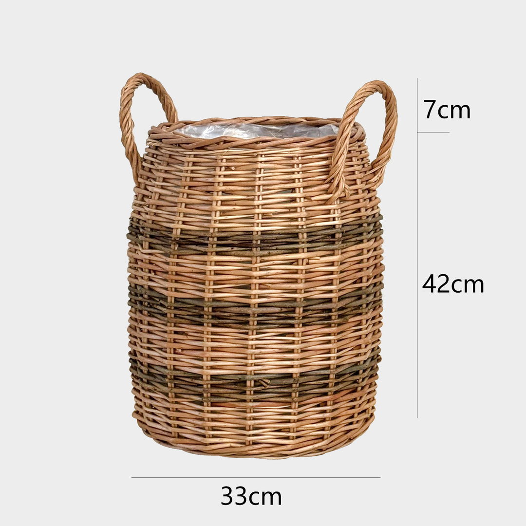 Handcrafted storage basket with natural fiber