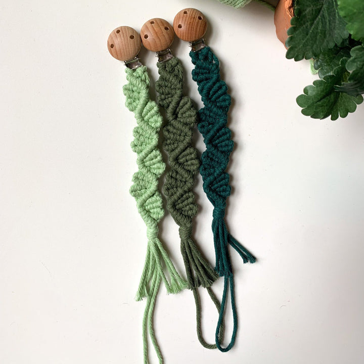 Macrame Keychain Holder with Wooden Accents