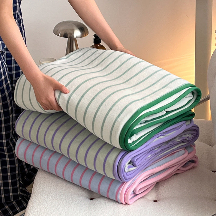 Soft Striped Plush Comforter Set