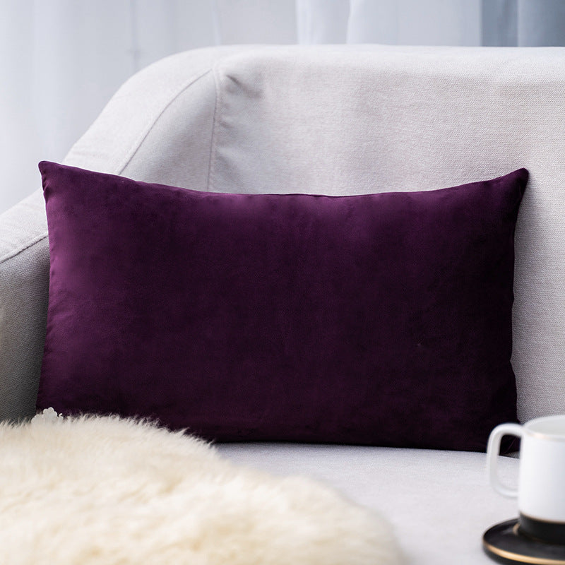 Plush Velvet Lumbar Pillow Cover with Hidden Zipper and Removable Insert Support
