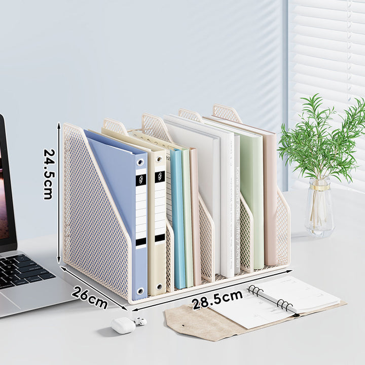 Mesh Desktop Vertical File and Folder Organizer Rack with Wide Slots and Non-Slip Base