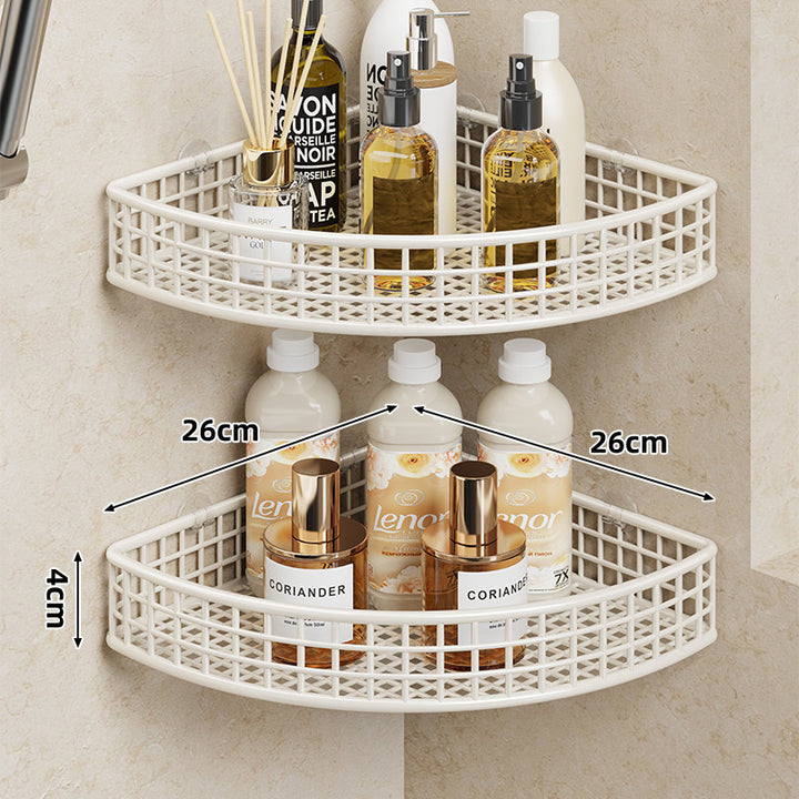 Corner Wall-Mounted Metal Mesh Bathroom Shower Shelf