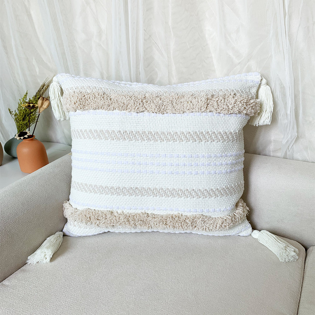 Textured Woven Accent Pillow for Bedroom Decor