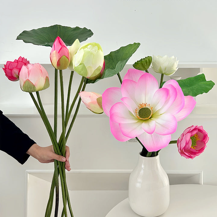 Elegant Faux Lotus Flower Stem