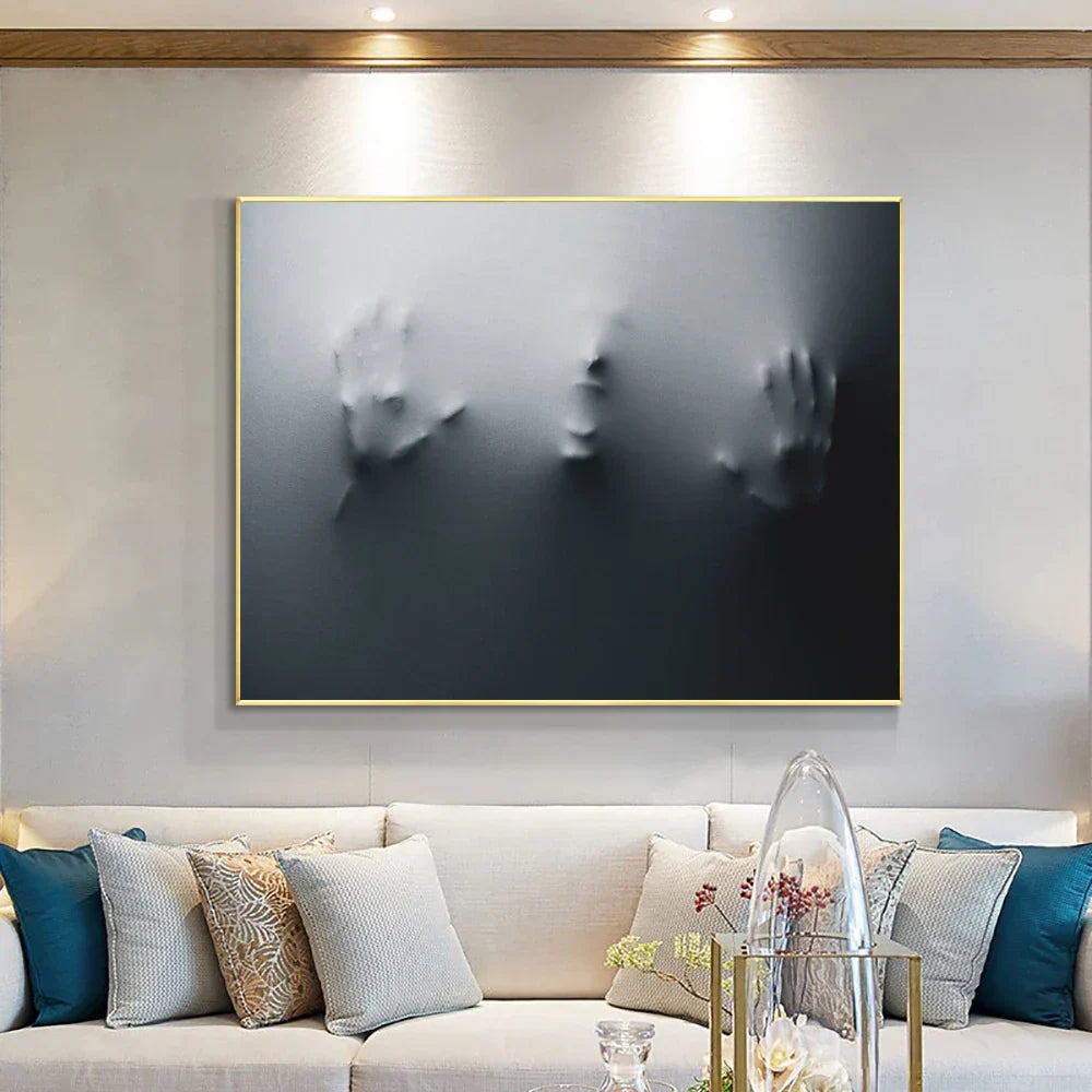 Modern Art Abstract Ghostly Figures In The Wall Canvas Prints Black White Wall Art Posters Pictures For Living Room Bedroom Art Decor