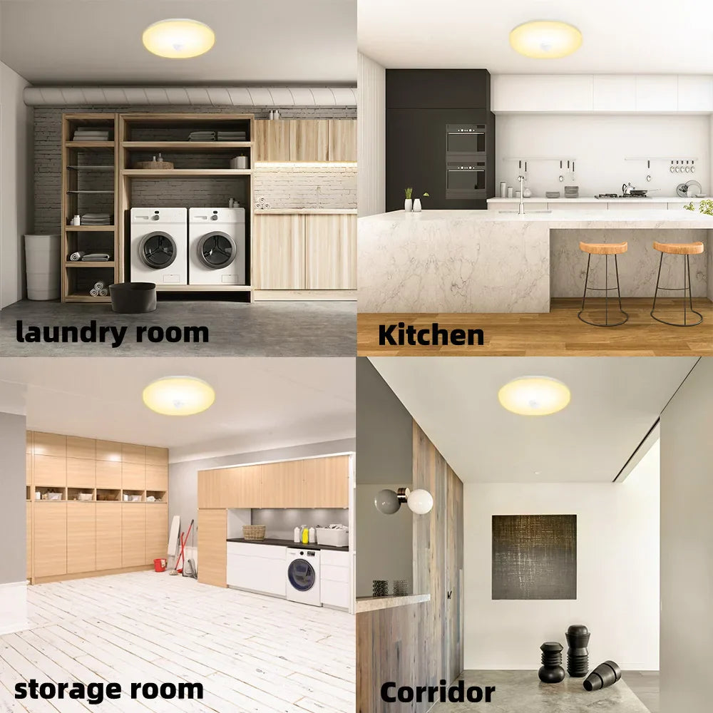 LED PIR Motion Sensor Ceiling Lamp - Modern Light Fixtures for Bedroom, Living Room, Stairs Lighting