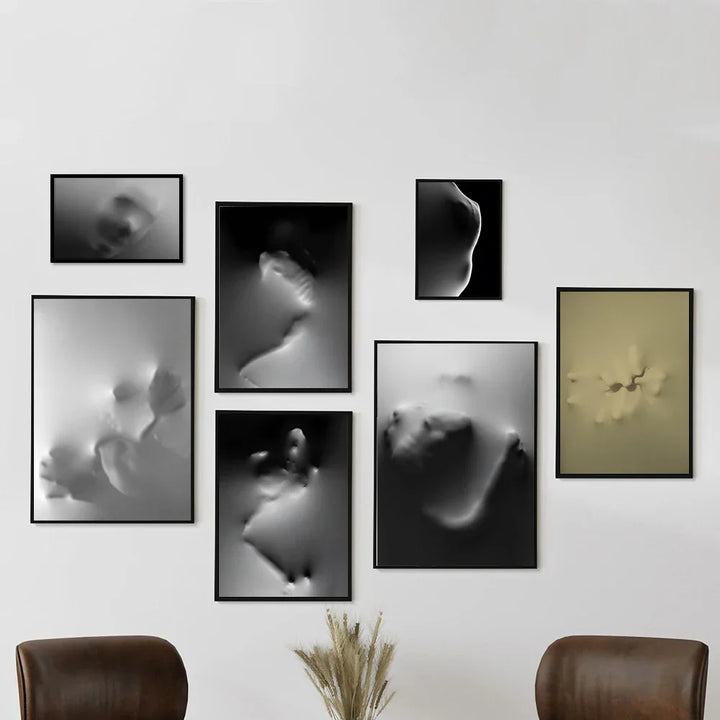Modern Art Abstract Ghostly Figures In The Wall Canvas Prints Black White Wall Art Posters Pictures For Living Room Bedroom Art Decor