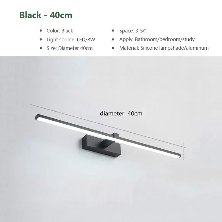Modern LED Wall Light for Bathroom – 3-Color Adjustable Light Aluminum LED Mirror Lamp for Makeup and Bathing