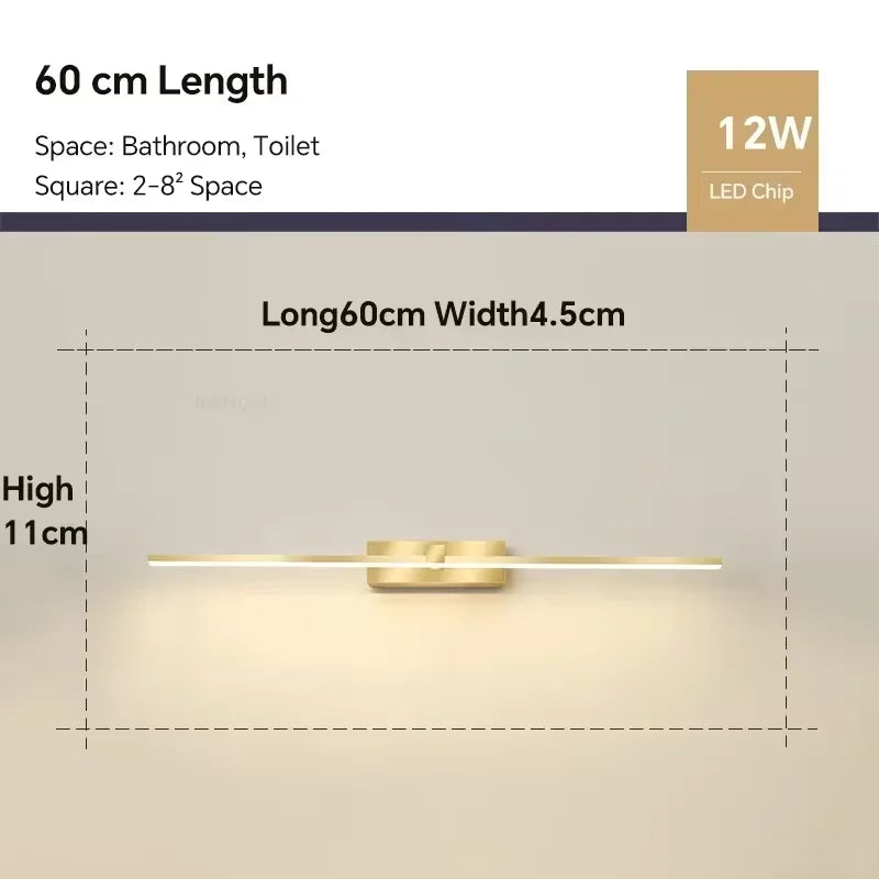 Modern LED Wall Light for Bathroom – 3-Color Adjustable Light Aluminum LED Mirror Lamp for Makeup and Bathing