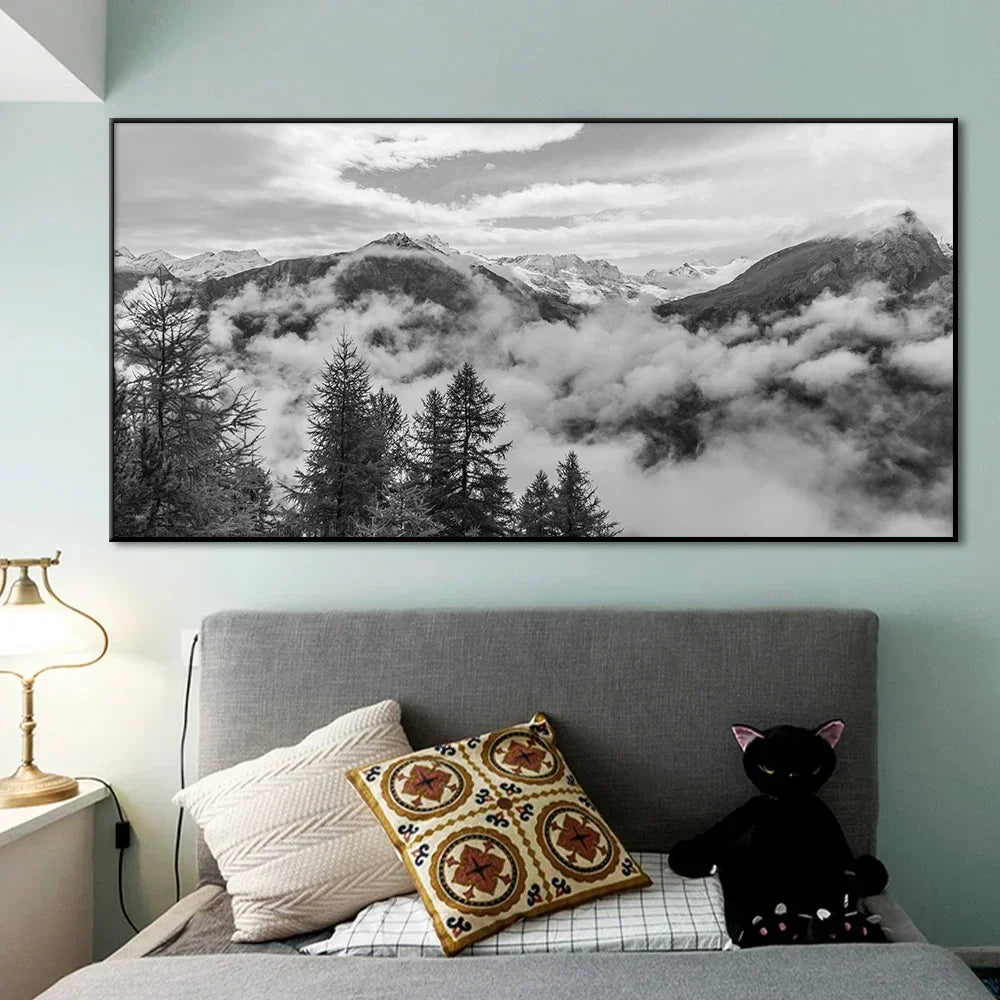 Northern Landscapes Forest Mountain Wilderness Wall Art Fine Art Canvas Prints Black White Posters For Living Room Modern Home Office Decor