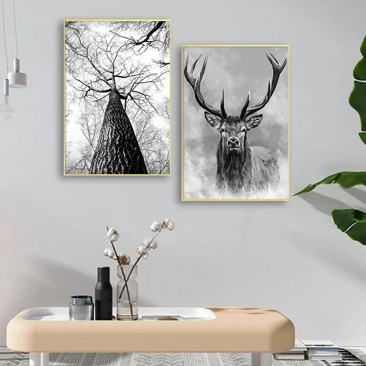 Northern Wilderness Eagle Deer Landscape Wall Art Fine Art Canvas Prints Pictures For Living Room Dining Room Nordic Home Decor