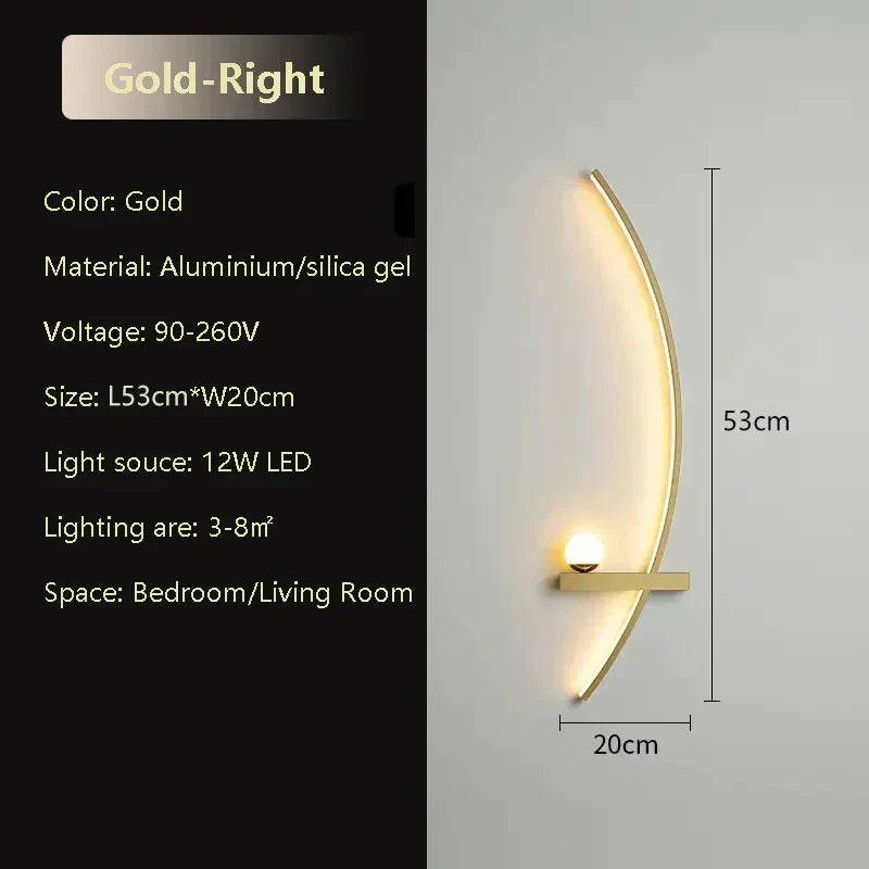 Modern LED Wall Lamp – Aluminium 53cm Long Strip Light for Bedroom, Living Room, Aisle, and Indoor Use – Dimmable with Remote Control