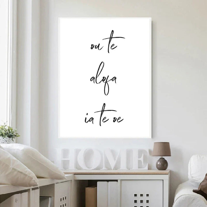 South Pacific Love Quotes Poster Wall Art Fine Art Canvas Prints Minimalist Black White Elegant Typographic Wall Art Pictures For Living Room Bedroom Art Decor