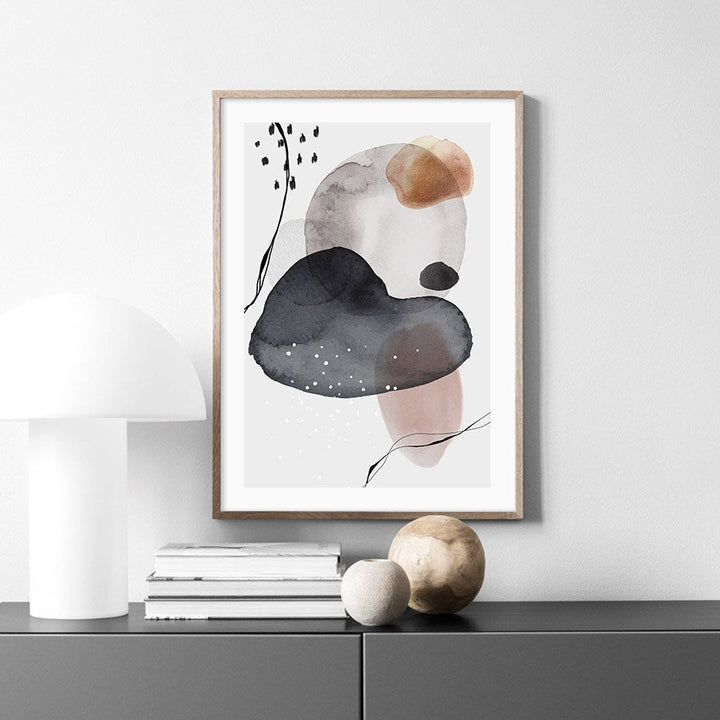 Dark Abstract Watercolor Circles - Canvas Wall Art Print