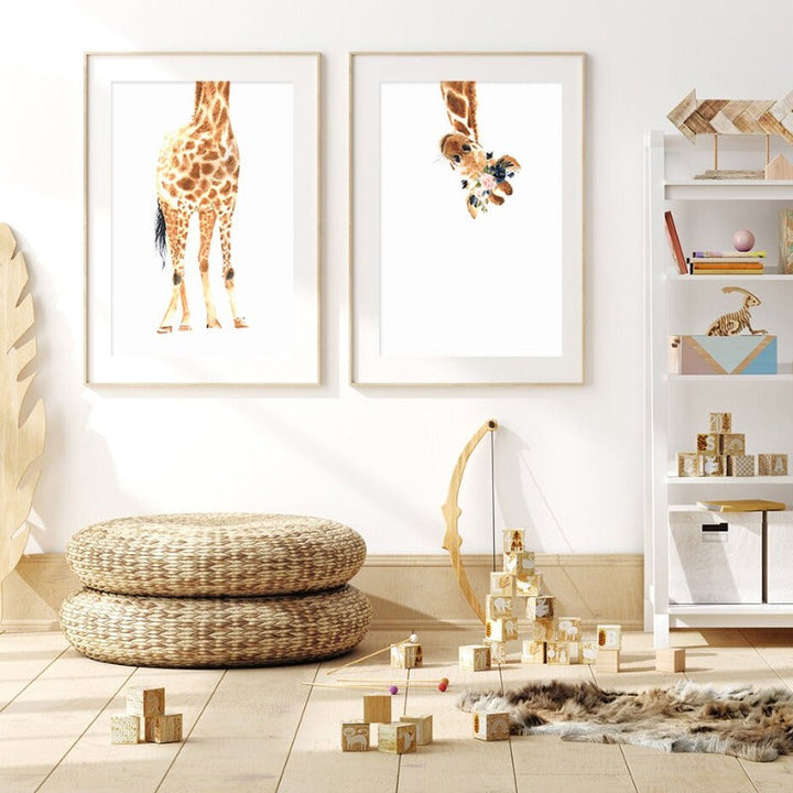 Cute Giraffe Dream Watercolor - Canvas Wall Art Print