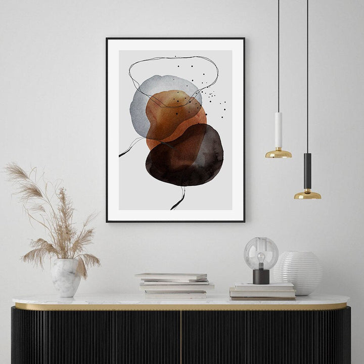 Dark Abstract Watercolor Circles - Canvas Wall Art Print