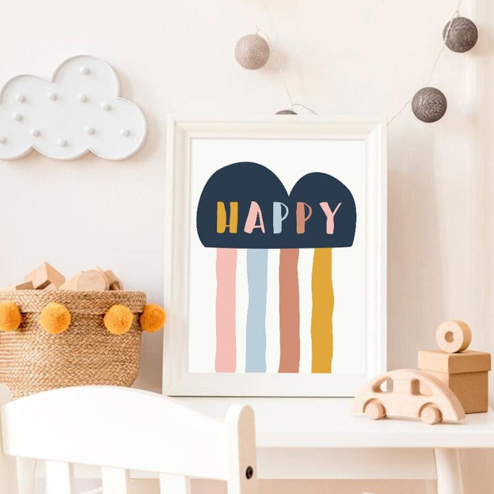 Happy Color You Are My Sunshine Nursery - Canvas Wall Art Print