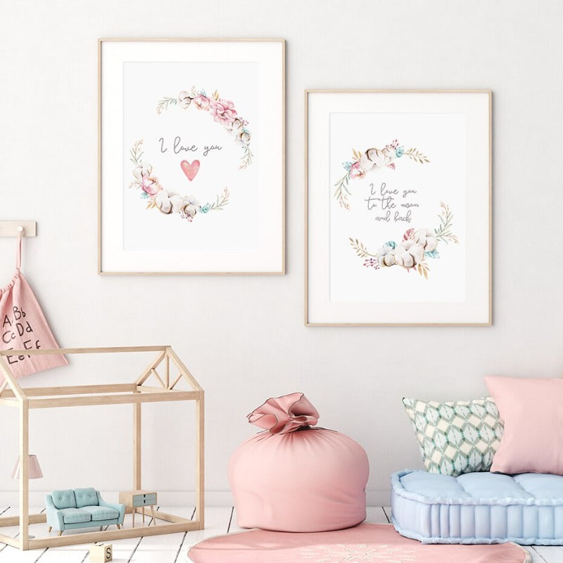 Loving Koala Mother & Baby Garland - Canvas Wall Art Print