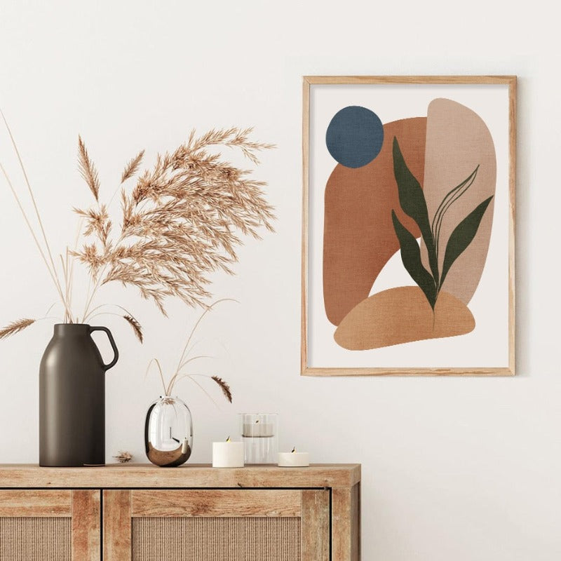 Minimalist Abstract Green Leaf Bohemia - Canvas Wall Art Print