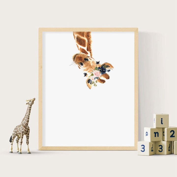 Cute Giraffe Dream Watercolor - Canvas Wall Art Print